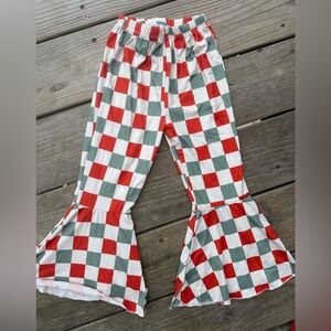 bailey’s blossoms christmas checkered flare pants - 4T
